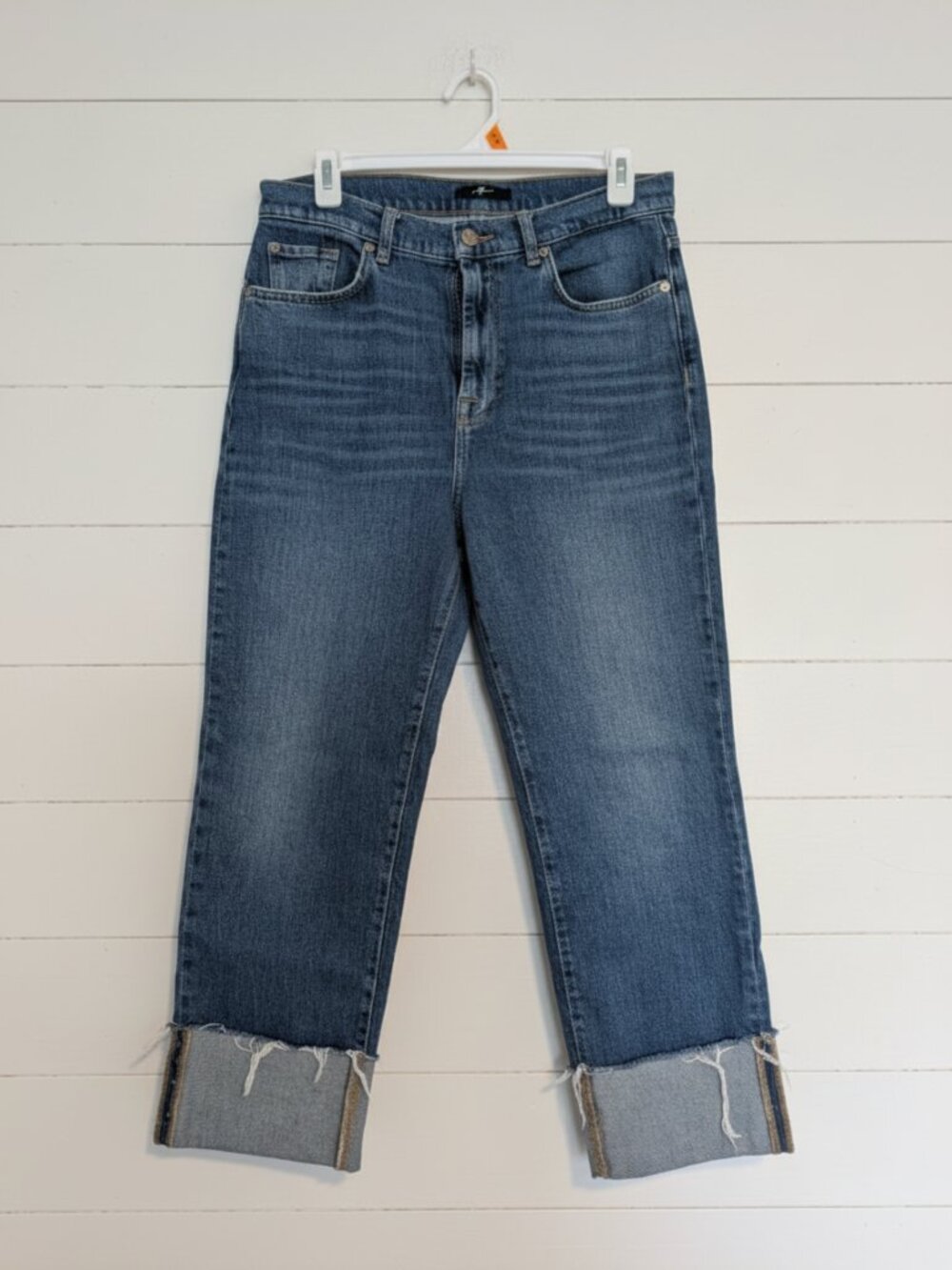 7 For All Mankind Logan Stovepipe Jeans Womens Size 30 High Rise Straight Leg